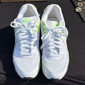 Nike White and Lime Green Athletic Shoes